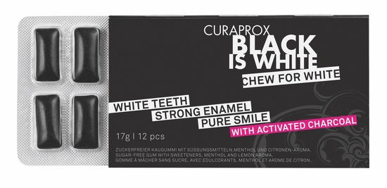 CURAPROX Black is White Kaugummi, 12 Stück