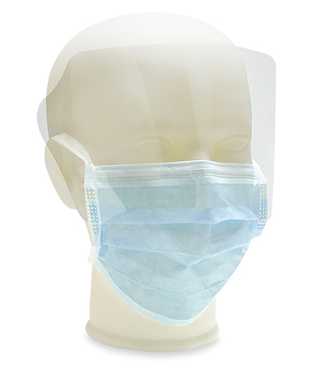 Suavel Antifluid OP-Maske Typ IIR blau mit Schutzvisier, 50 Stück