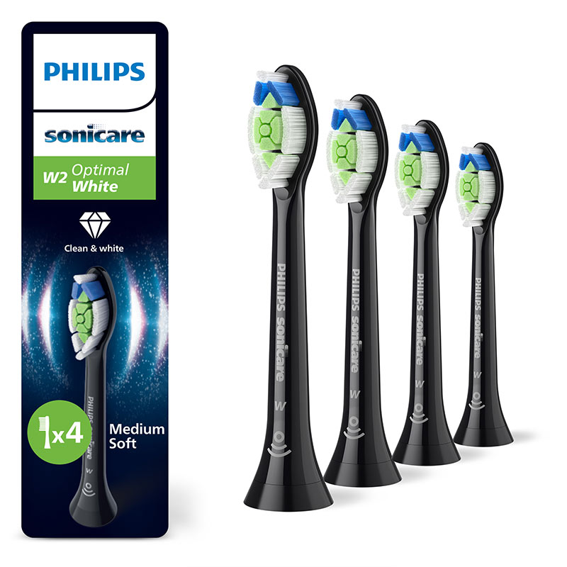PHILIPS sonicare W2 Optimal White Standard-Bürstenkopf schwarz, 4 Stück